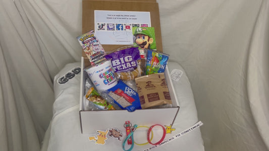GAMESNACKBUNDLE Breakfast Fun Snacks #Pokemon Prismatic pack #Nintendo Gift Card #Big Texas #Capri Sun #Pop Tarts #Chewy Granola #Quaker Oat Meal #Cereal keyrings wristbands sticker pin
